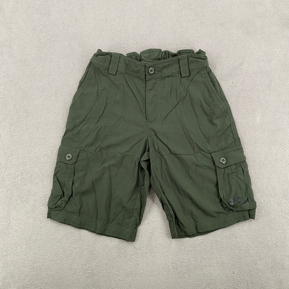 Under Armour Boys Olive Green Ripstop Cargo Shorts Loose Fit YLG Large